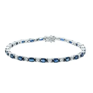 18ct White Gold Sapphire & Diamond Tennis Bracelet