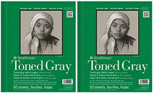 2-Pack - Strathmore 412-109 400 Series Toned Gray Sketch Pad, 9"x12" Wire Bound, 50 Sheets Each
