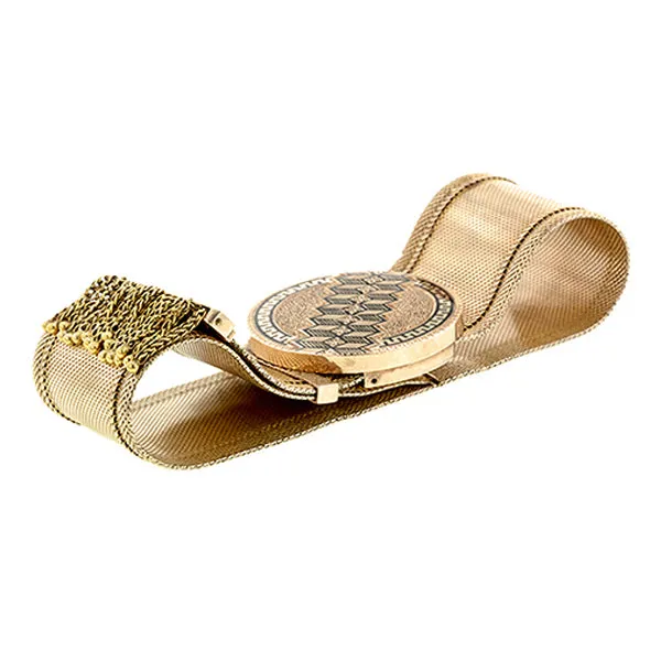 Antique Taille d'Epargne Slide Fringe Gold Bracelet