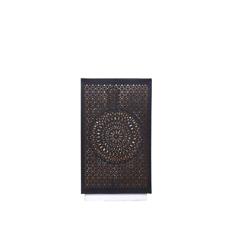 Anura Etched Floral Table Lamp With White Base