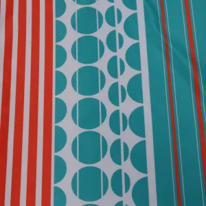 Aqua and Orange Multi Patterned Printed Polyester