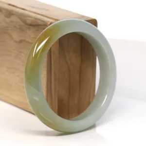 Baikalla "Half Round" Honey Yellow Jadeite Jade Bangle Bracelet (56.74 mm) #T347
