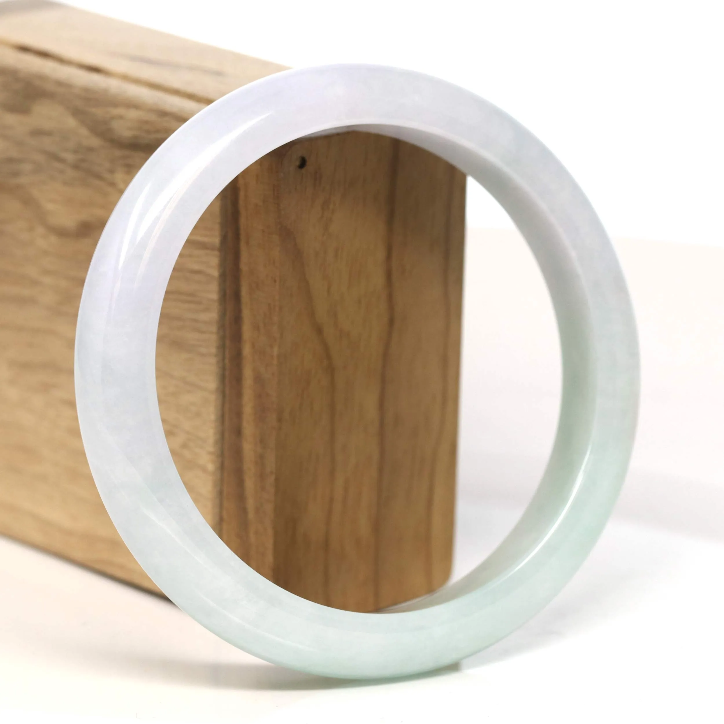 Baikalla "Half Round" Lavender and Green Jadeite Jade Bangle Bracelet (62.85 mm) #T385