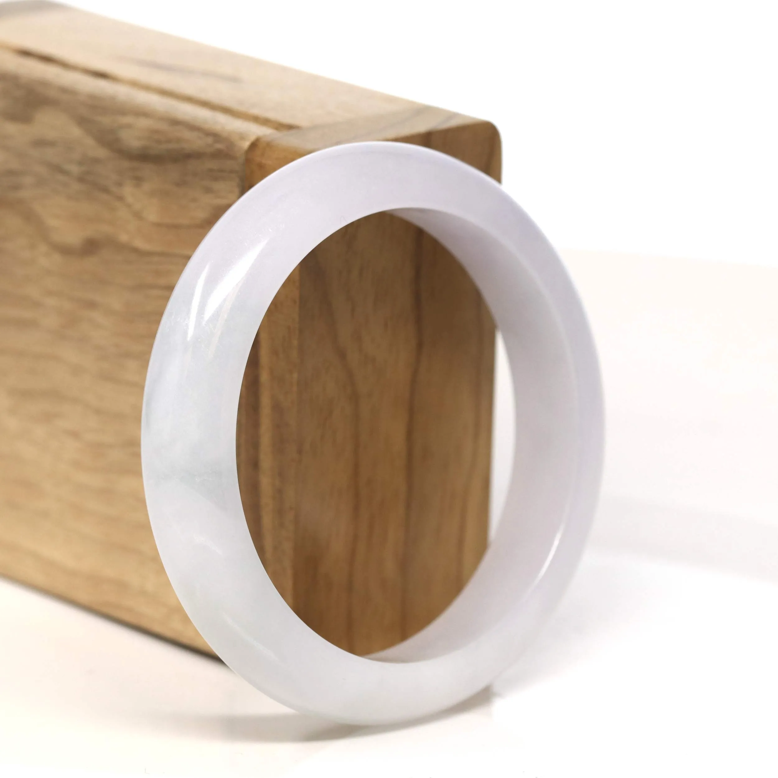 Baikalla "Half Round" Light Lavender Jadeite Jade Bangle Bracelet (54.3 mm) #T413
