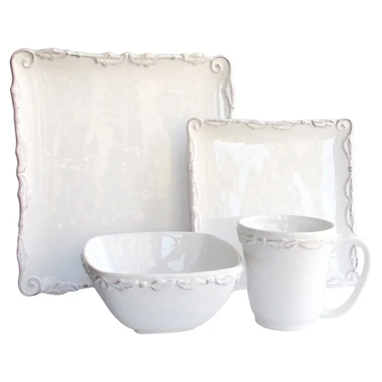 Bianca Wave White 16-Piece Dinnerware Set
