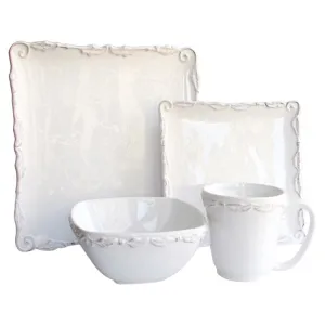 Bianca Wave White 16-Piece Dinnerware Set