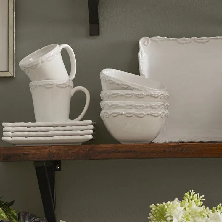 Bianca Wave White 16-Piece Dinnerware Set