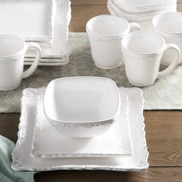 Bianca Wave White 16-Piece Dinnerware Set