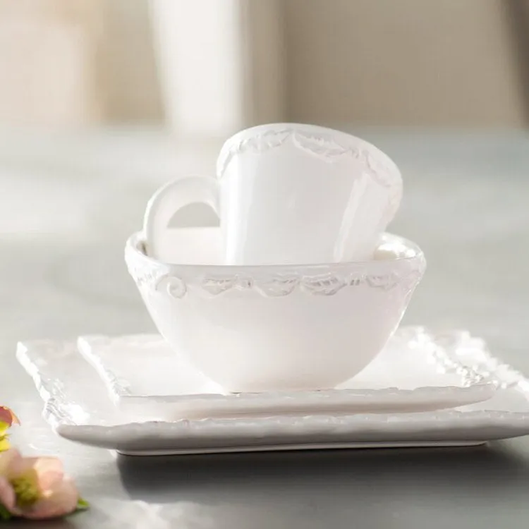 Bianca Wave White 16-Piece Dinnerware Set