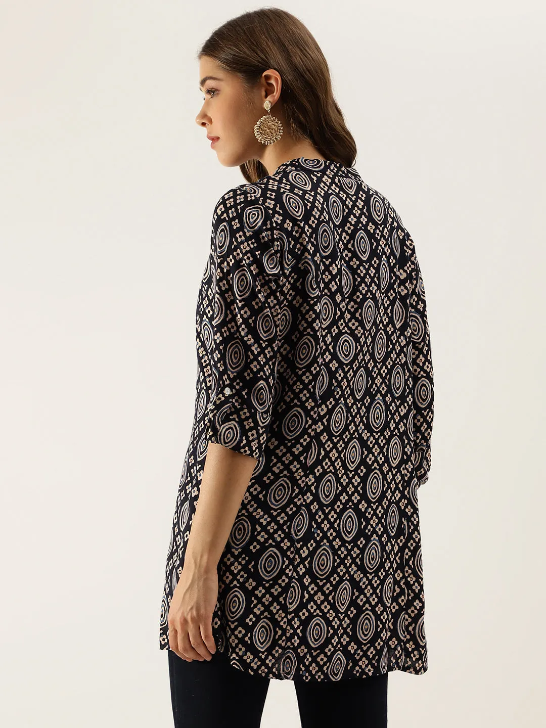 Black Asymetric Printed  top