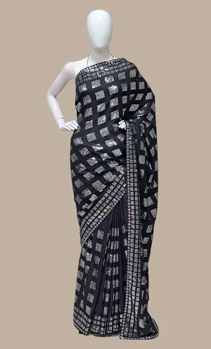 Black Sequin Embroidered Sari