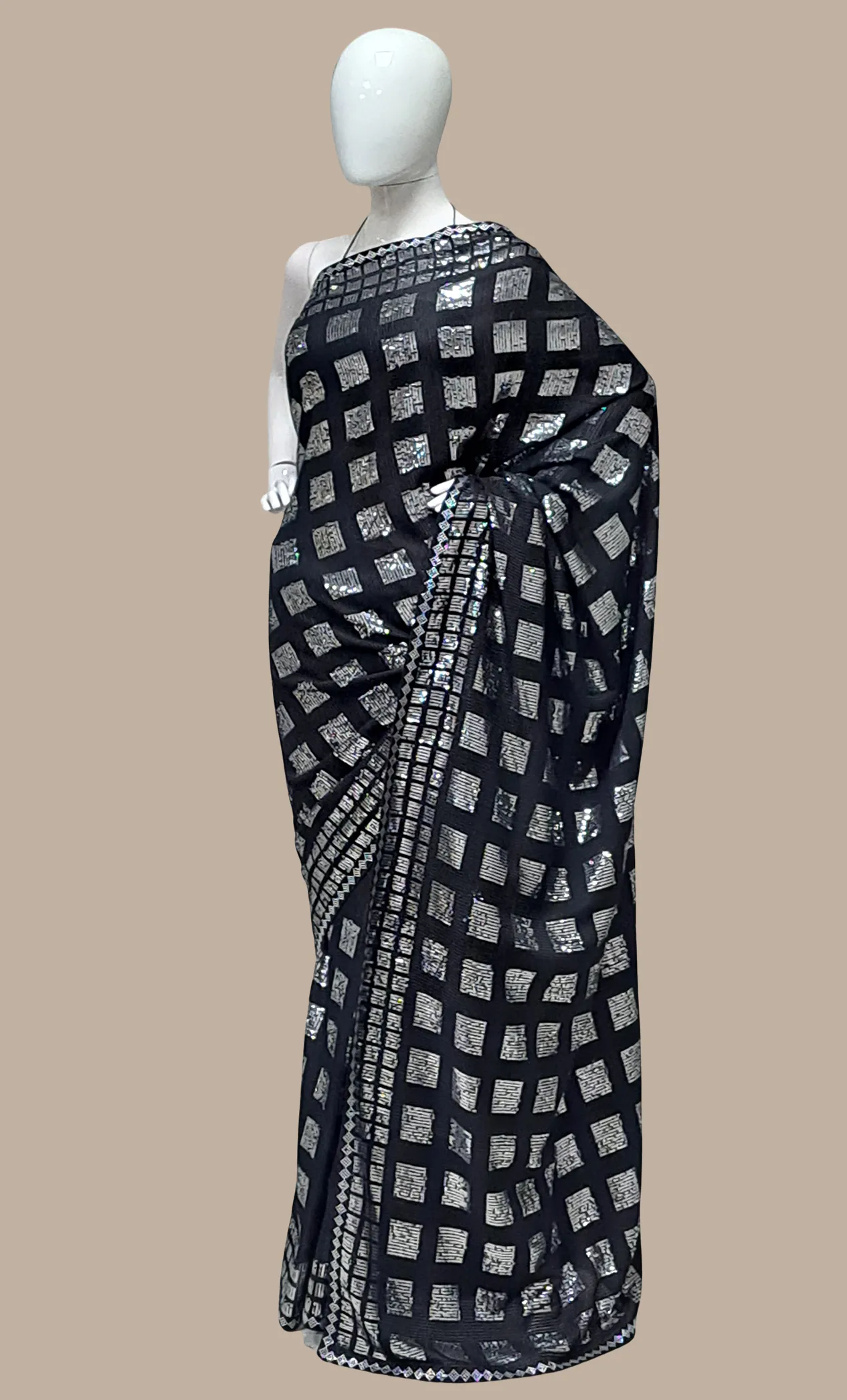 Black Sequin Embroidered Sari