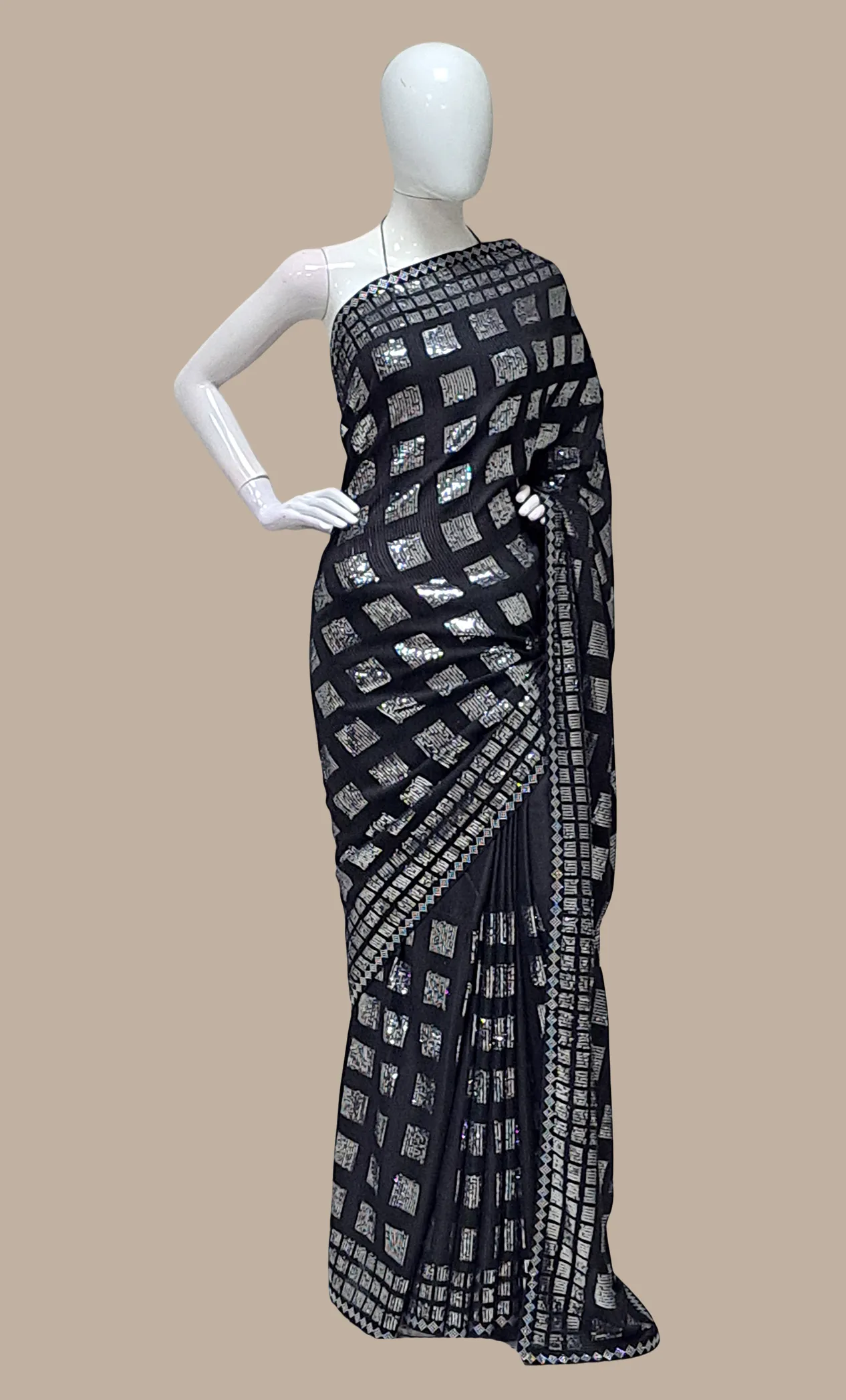 Black Sequin Embroidered Sari