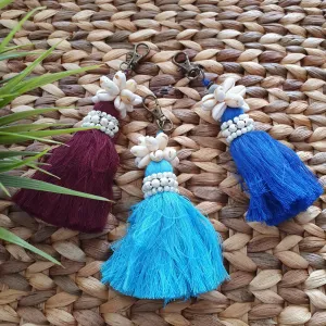 Cowrie Shell Keychains With Multi-Color Tassels