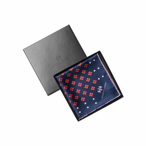 Diamonds For Ever Red and Navy Silk Pocket Square