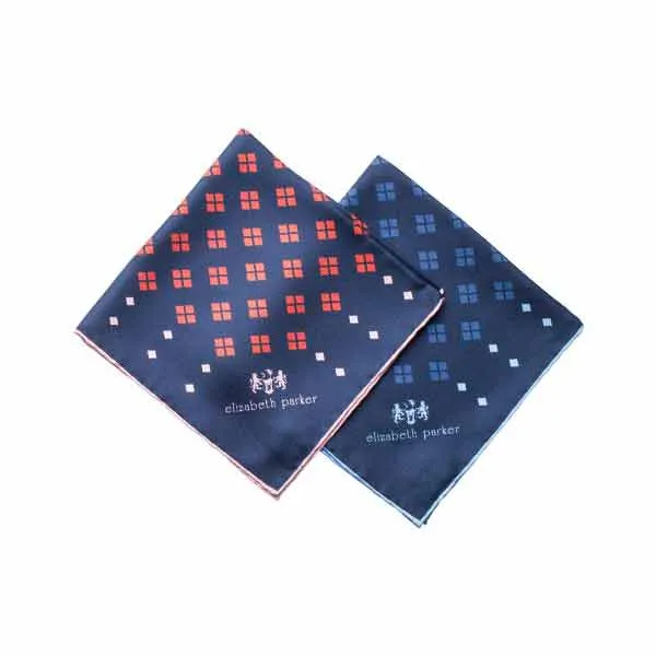 Diamonds For Ever Red and Navy Silk Pocket Square