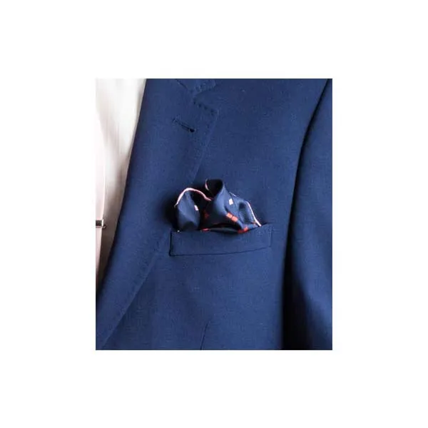 Diamonds For Ever Red and Navy Silk Pocket Square