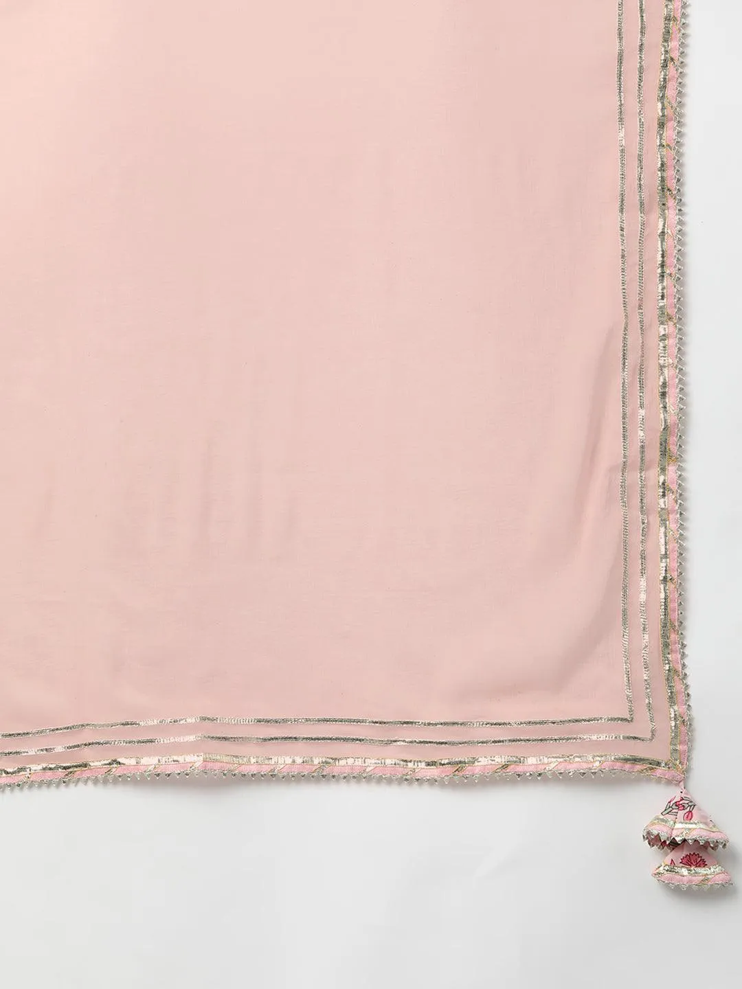 Divena Pink Cotton Straight Kurta Pant Set With Dupatta