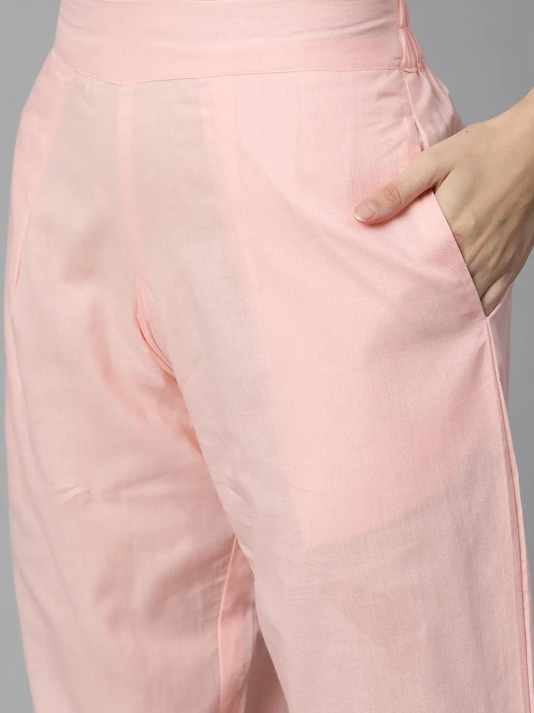 Divena Pink Cotton Straight Kurta Pant Set With Dupatta