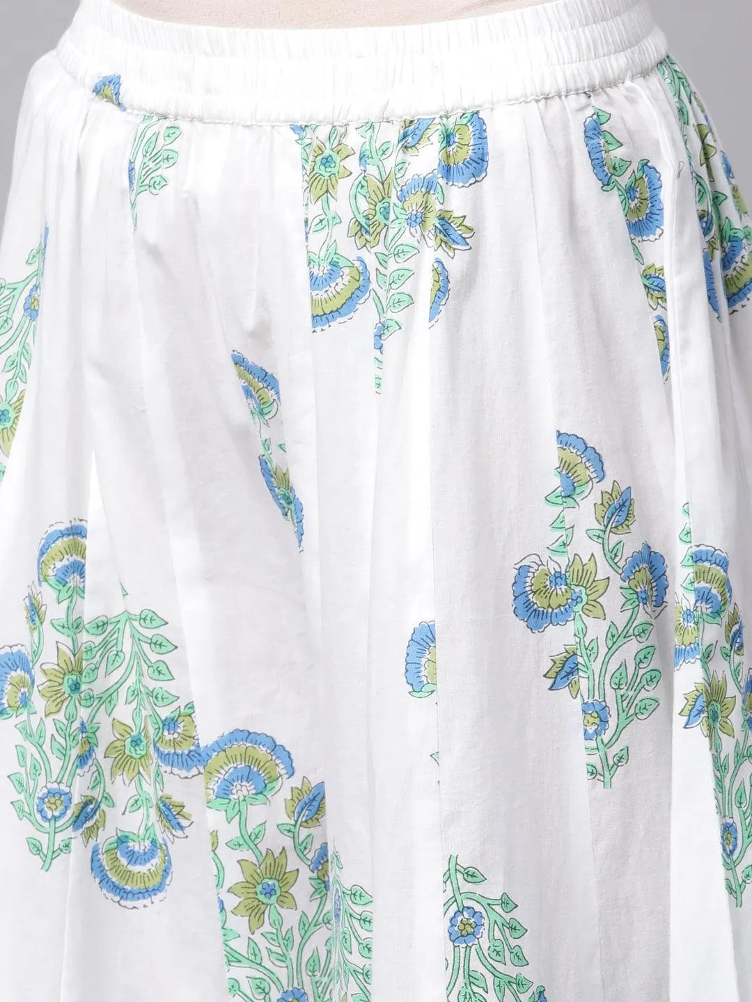 Divena White Floral Printed Kurta Palazzo set with Dupatta