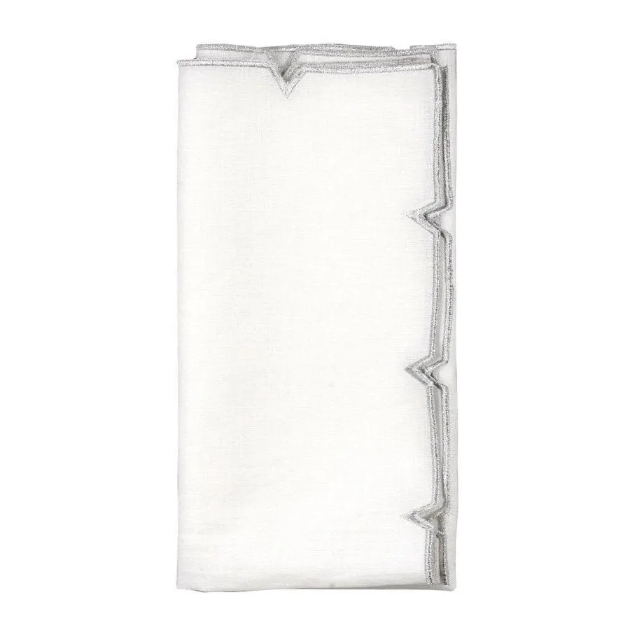 Divot - White & Silver Napkin (Set of 4)