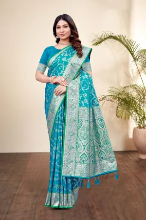 Elegant Blue Satin Silk Saree