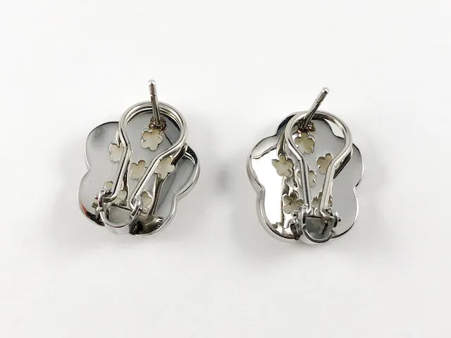 Elegant Casual Wavy MOP Flower Design Steel Set