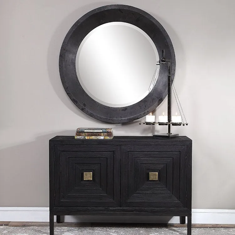 Frazier Round Industrial Wall Mirror by John Kowalski