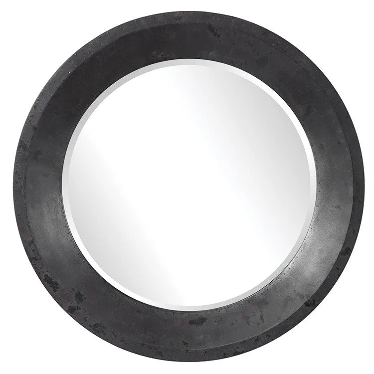 Frazier Round Industrial Wall Mirror by John Kowalski