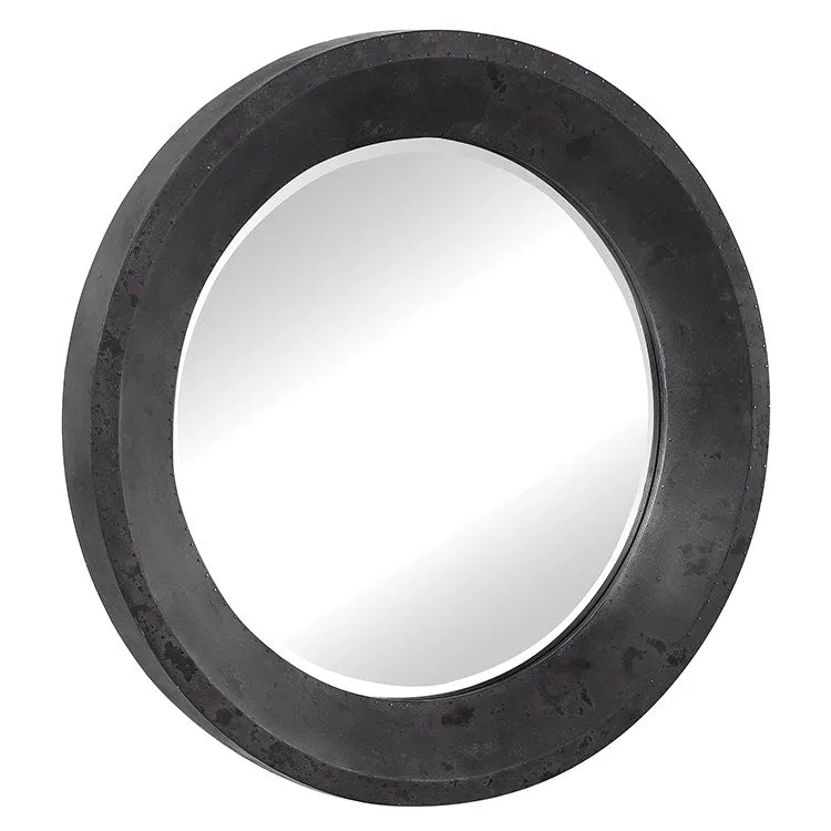 Frazier Round Industrial Wall Mirror by John Kowalski