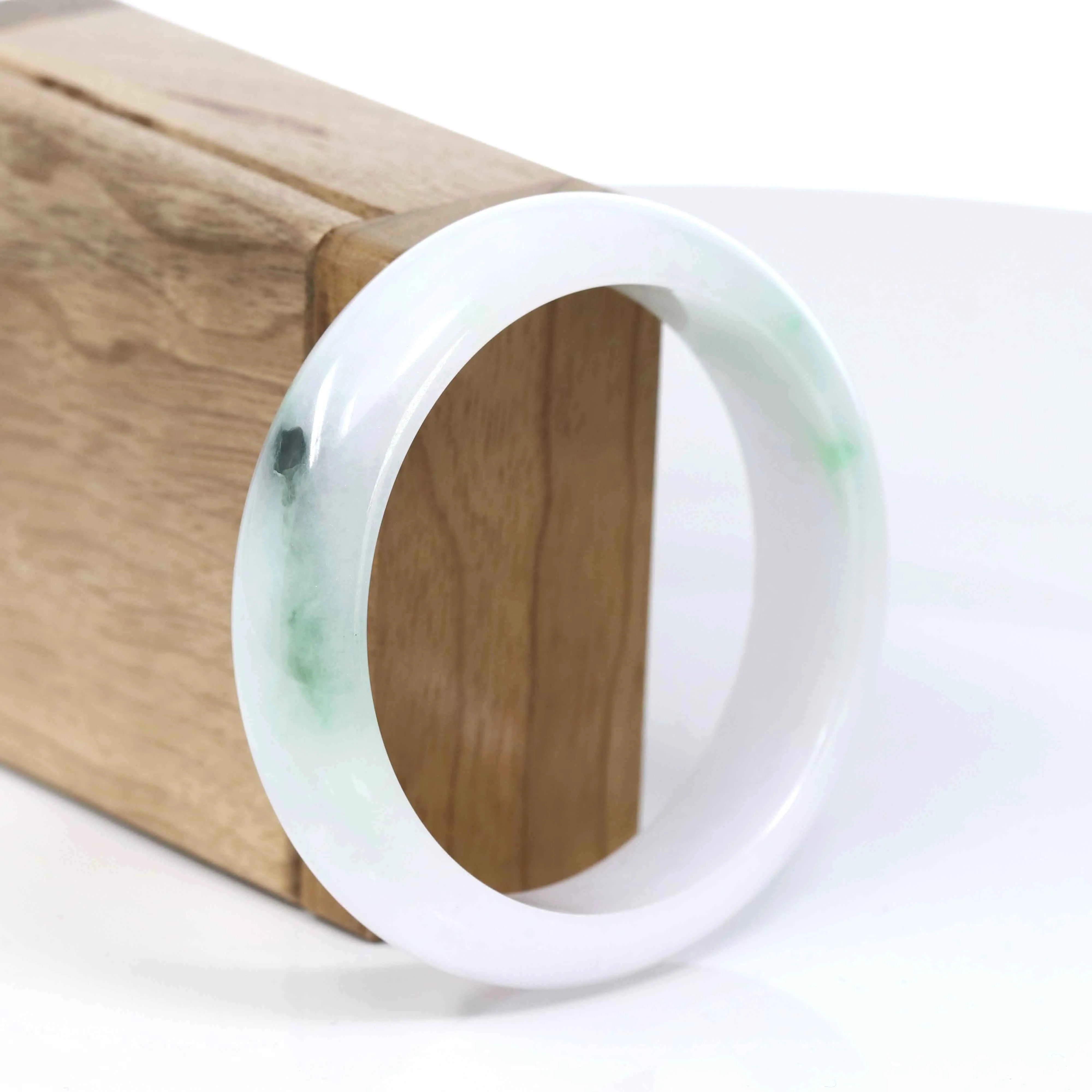 Genuine Burmese Blue green & Lavender Jadeite Jade Bangle Bracelet (58.38mm)#T079