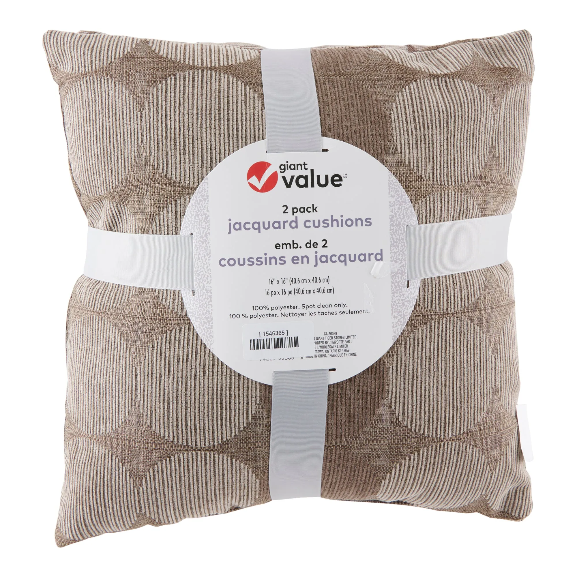 Giant Value Jacquard Cushions, 16-in x 16-in, 2 Pack