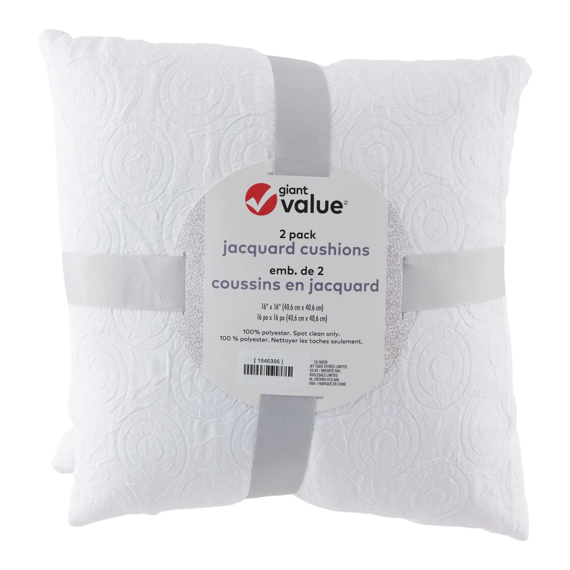 Giant Value Jacquard Cushions, 16-in x 16-in, 2 Pack