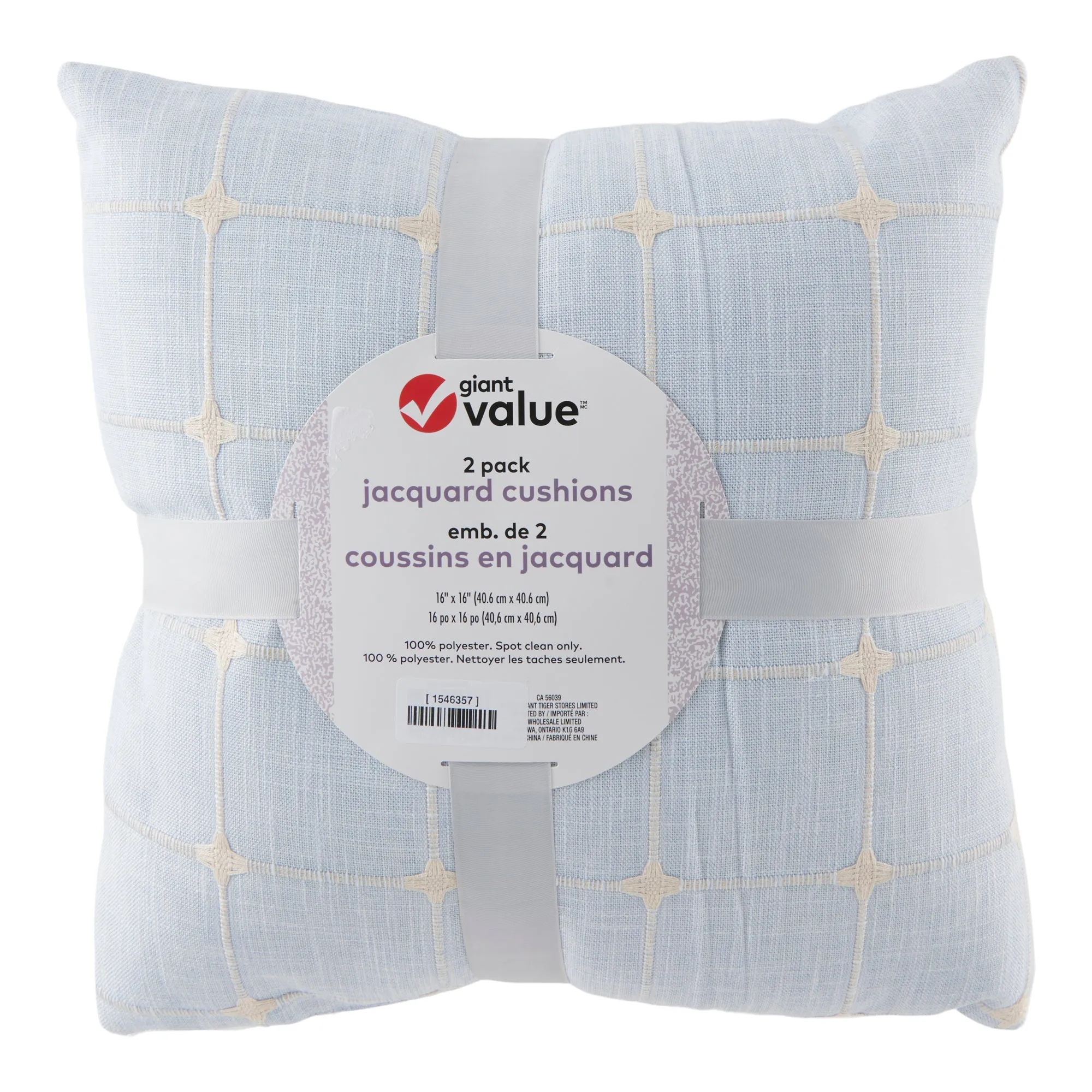 Giant Value Jacquard Cushions, 16-in x 16-in, 2 Pack