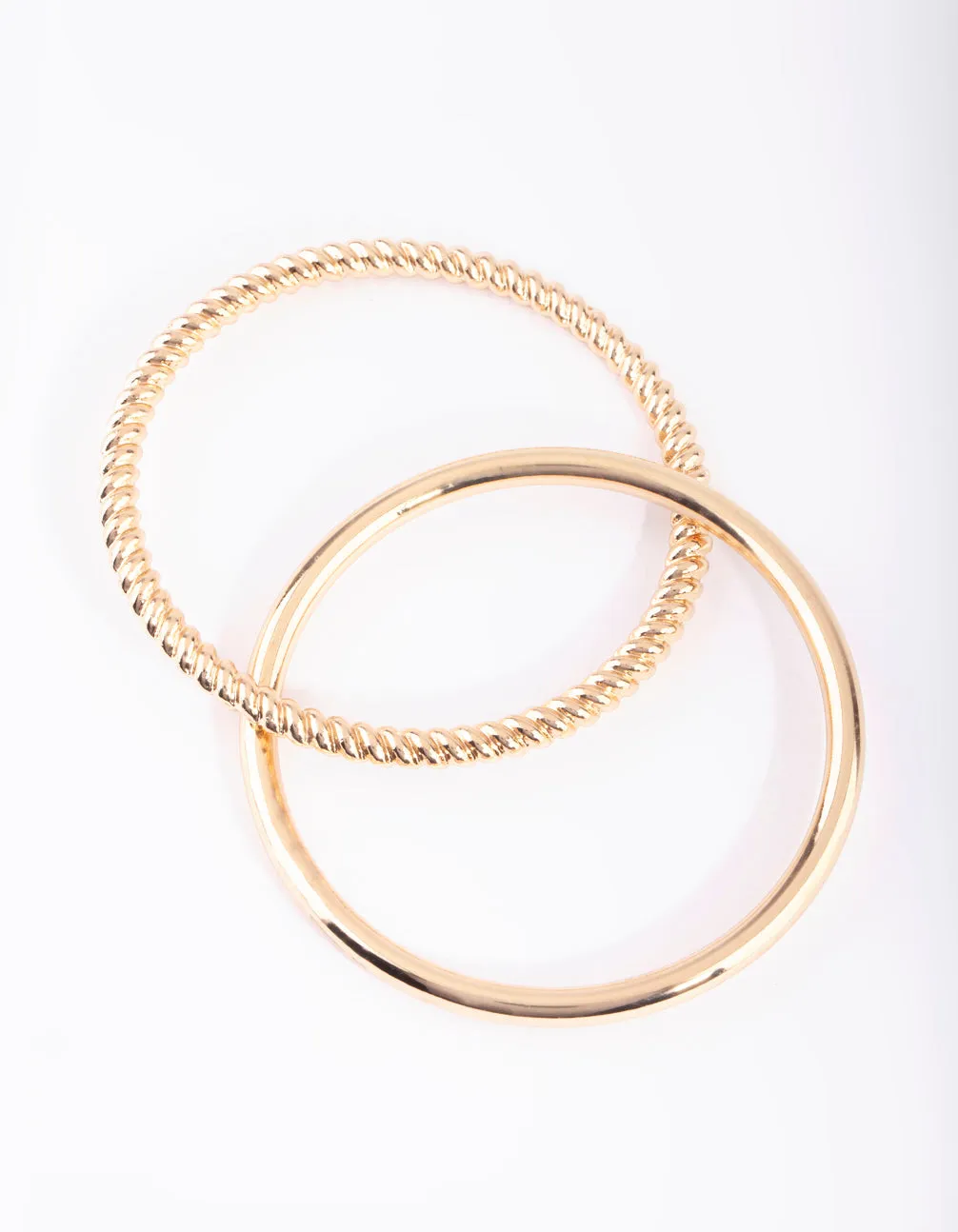 Gold Twisted & Plain Bangle Bracelet Set
