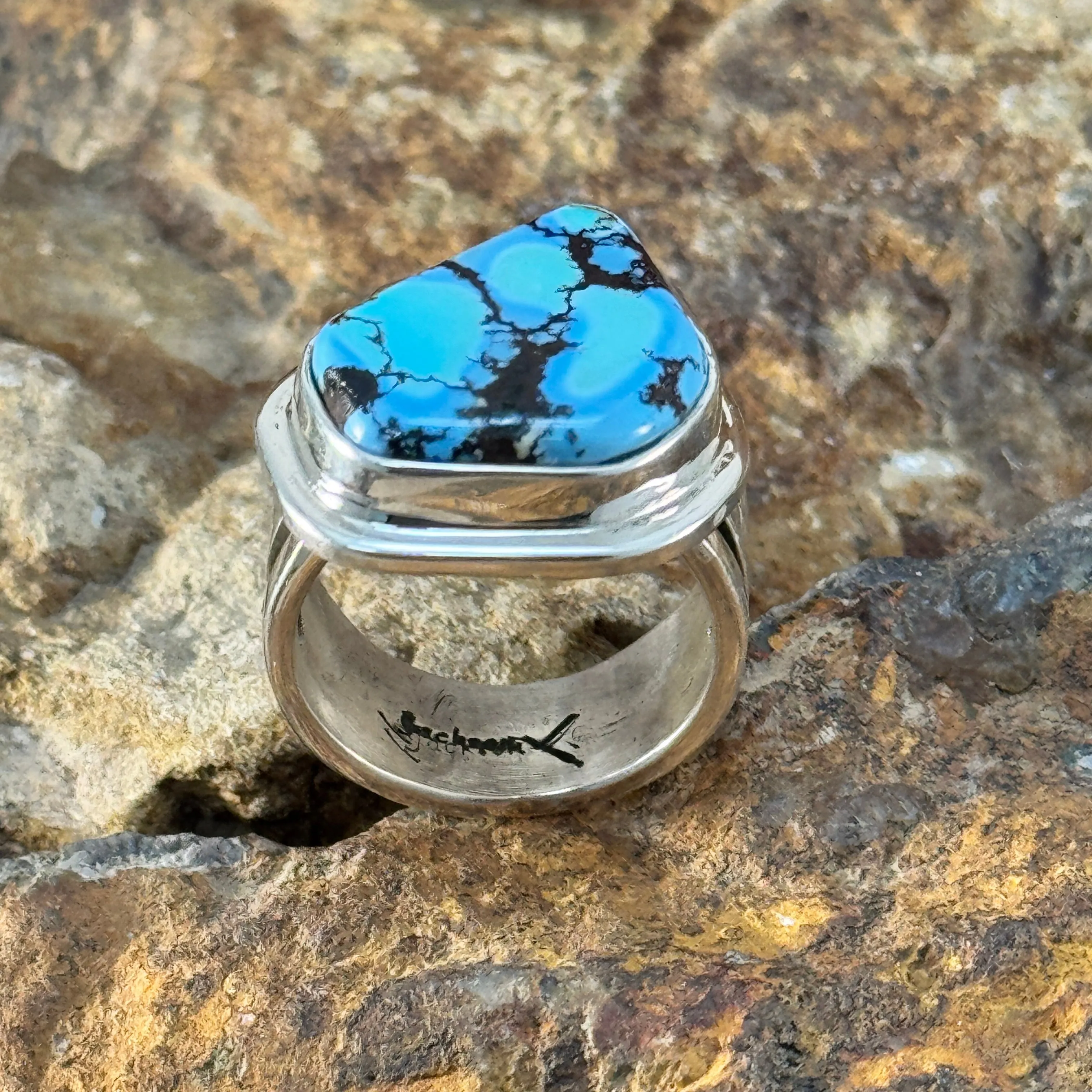 Golden Hill Turquoise Ring by Tommy Jackson - size 10.5