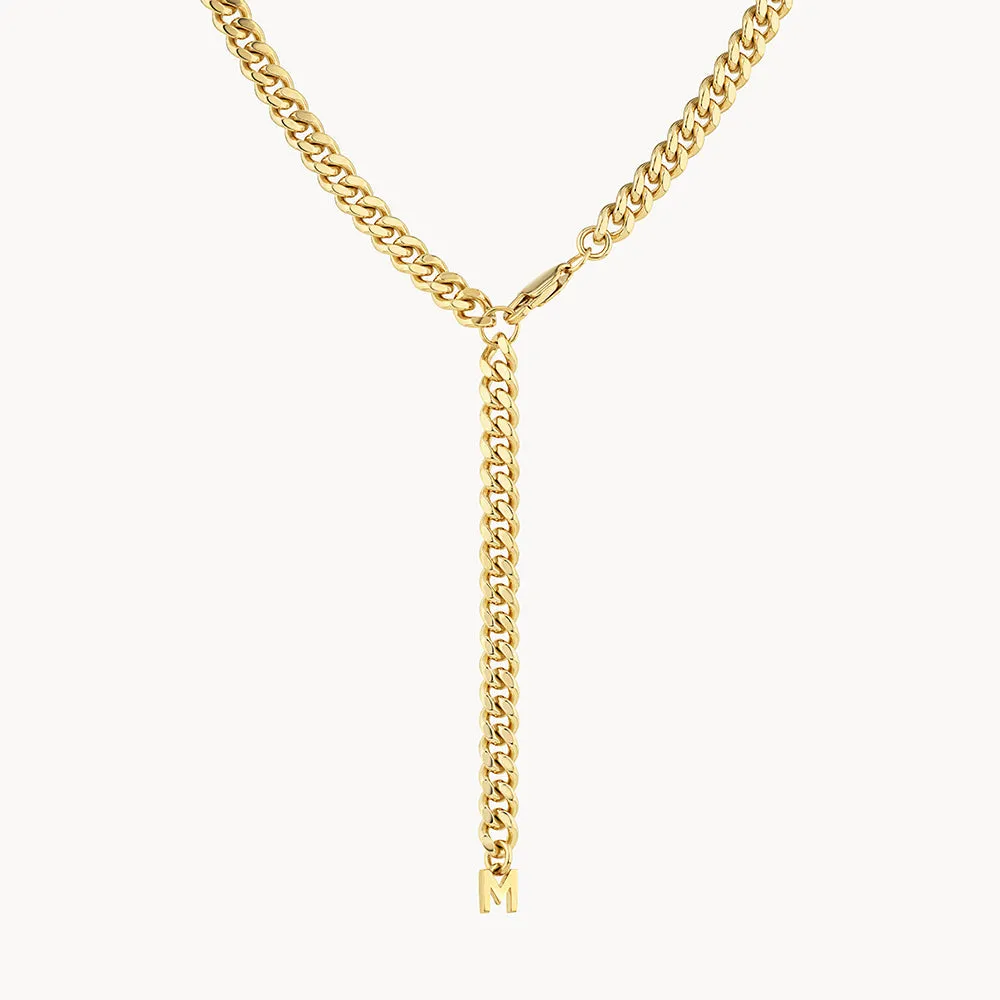 Green Agate Curb Chain Necklace in Gold