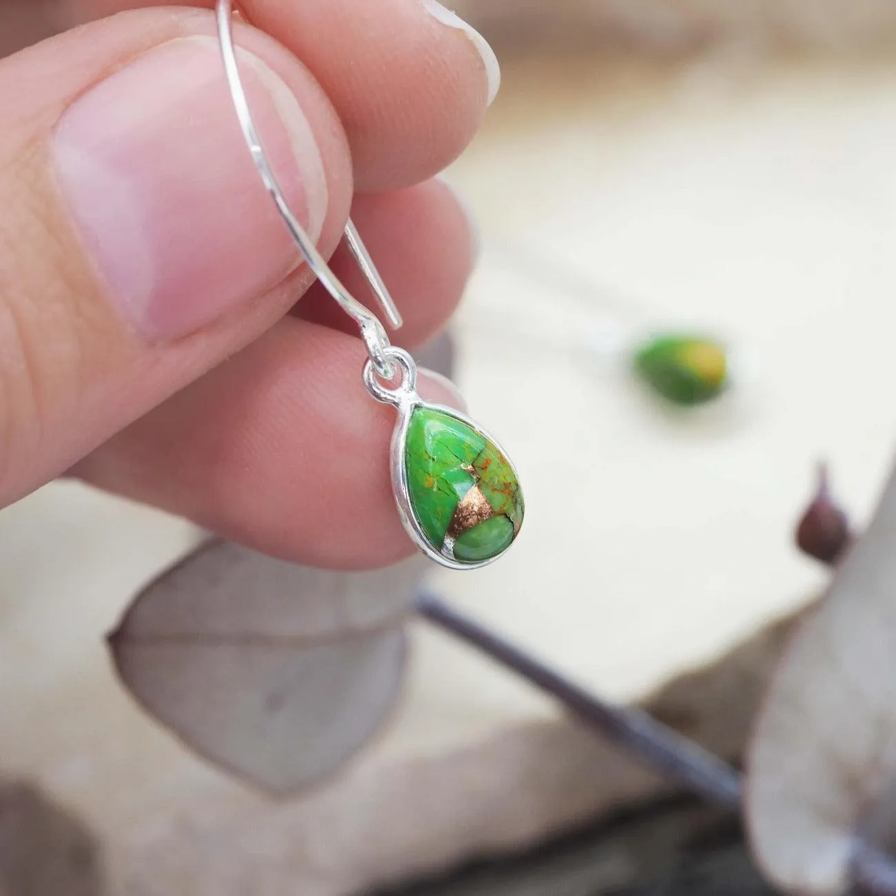 Green Turquoise Drop Earrings