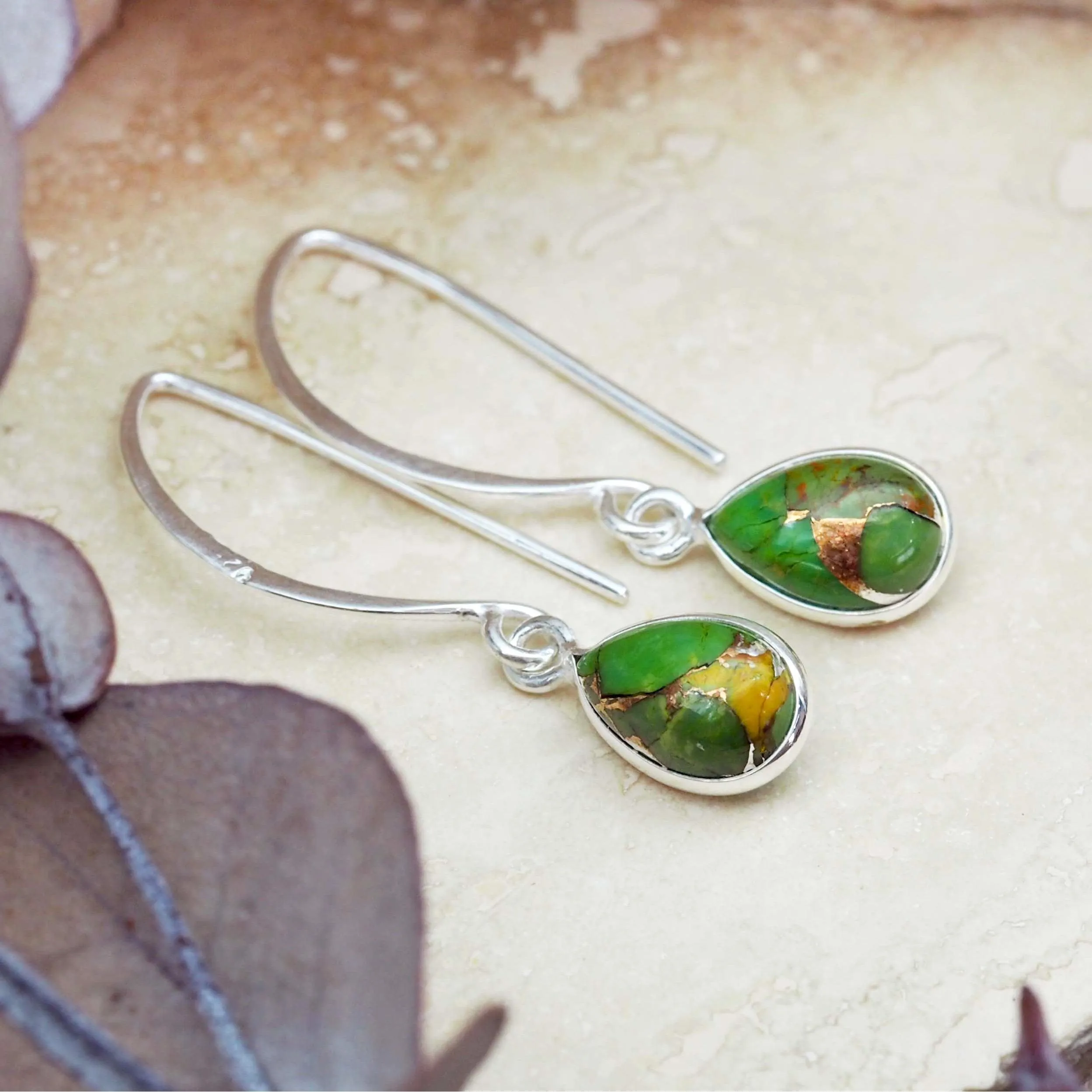 Green Turquoise Drop Earrings
