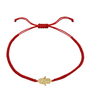 Hamsa [RED] - 14K Yellow Gold