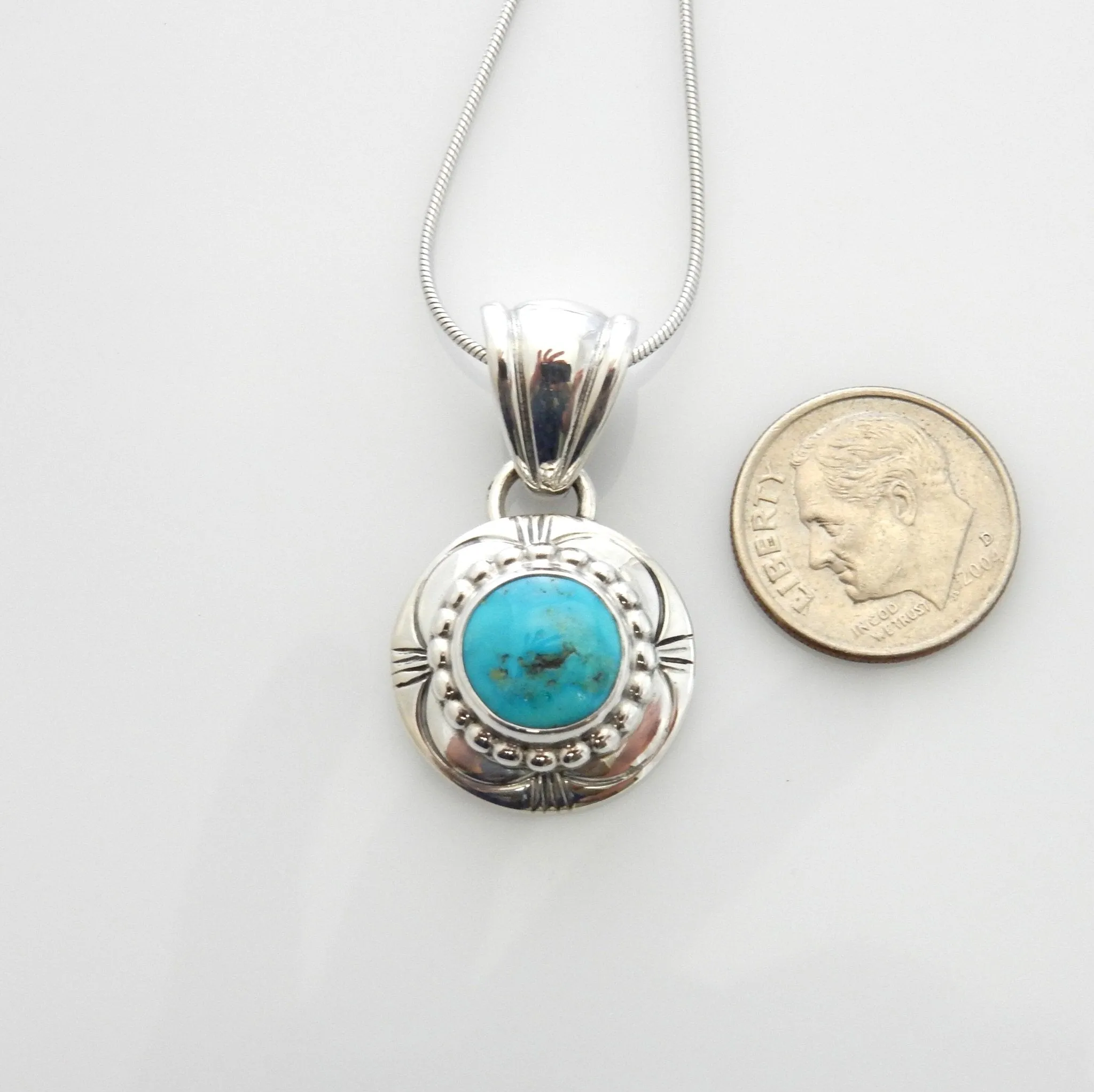 Handmade Sterling Silver Blue Turquoise Pendant