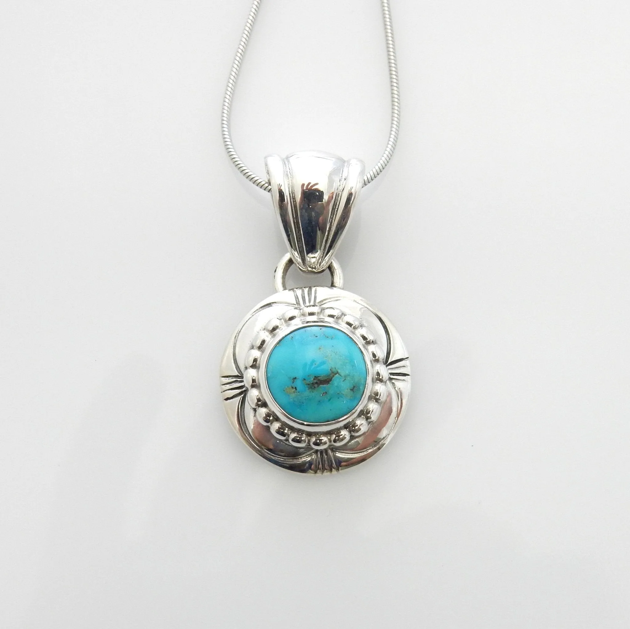 Handmade Sterling Silver Blue Turquoise Pendant