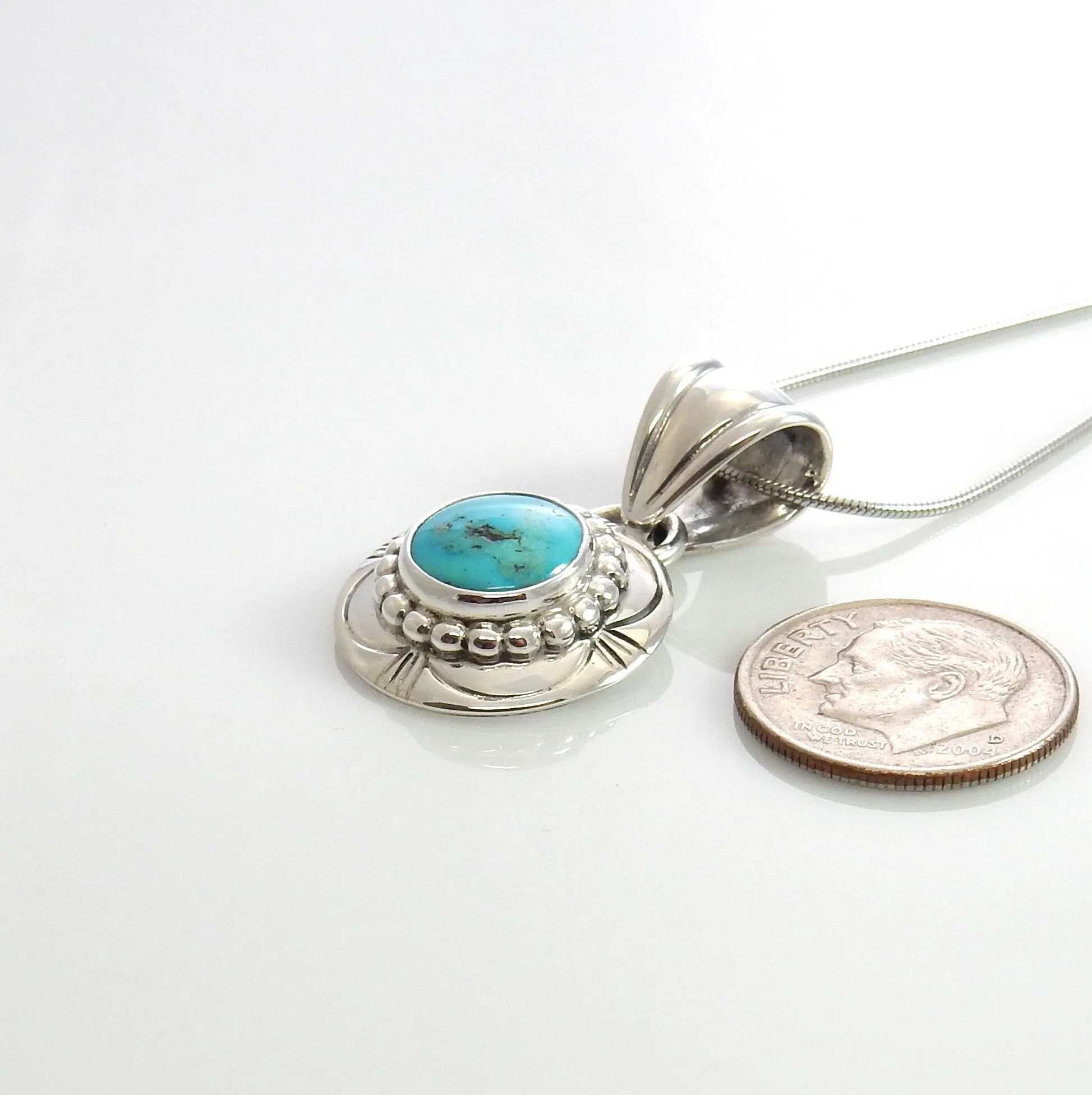 Handmade Sterling Silver Blue Turquoise Pendant