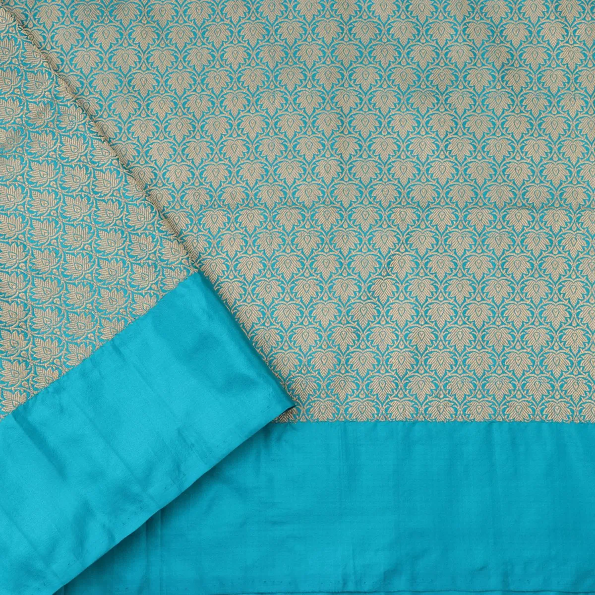 Handwoven Turquoise Blue Banarasi Silk Sari - WIIBT0013