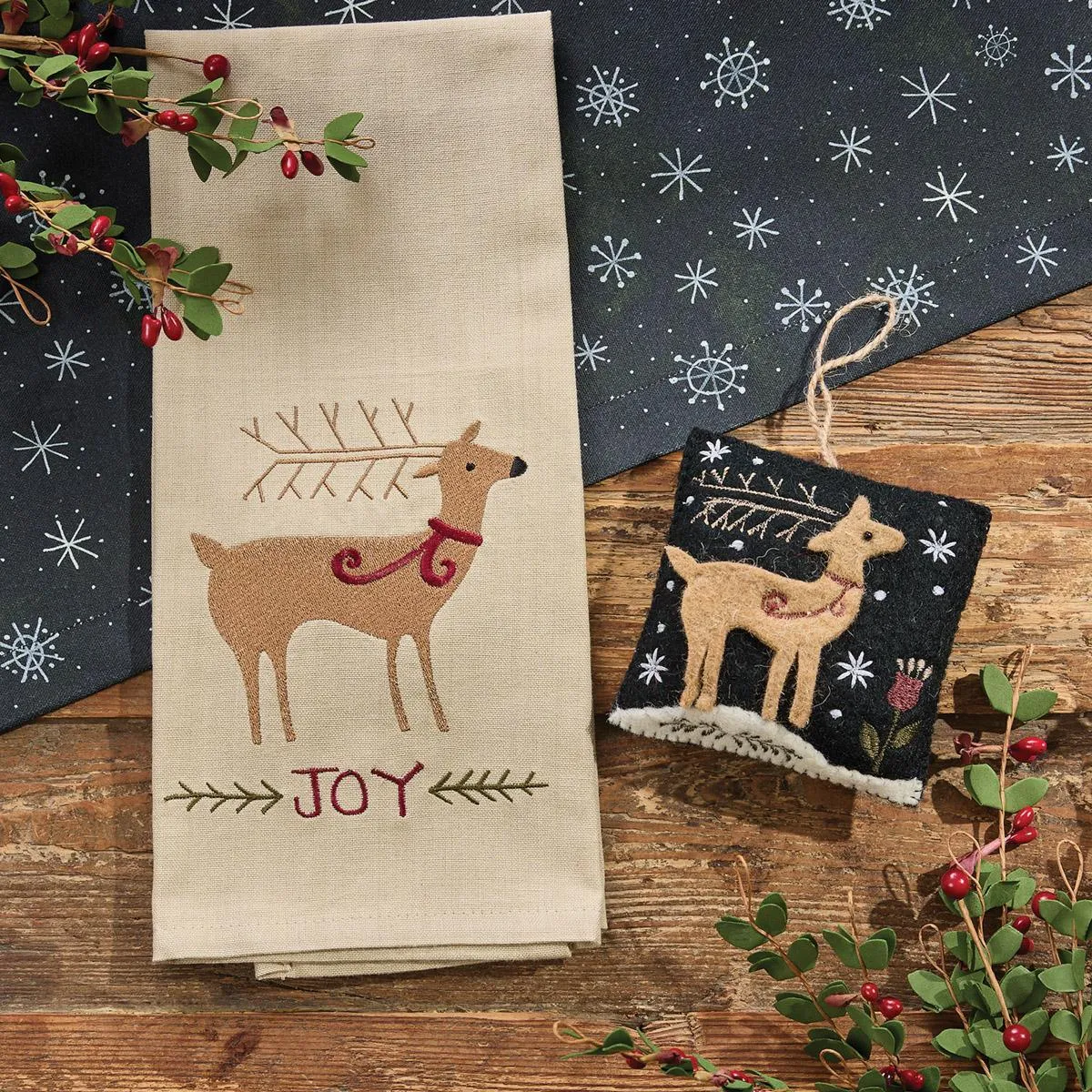 Joyful Deer Emb. Dishtowel - Set of 6 Park Designs