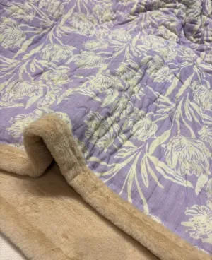 Lilac Tulip Printed Two In One Fur Quilt