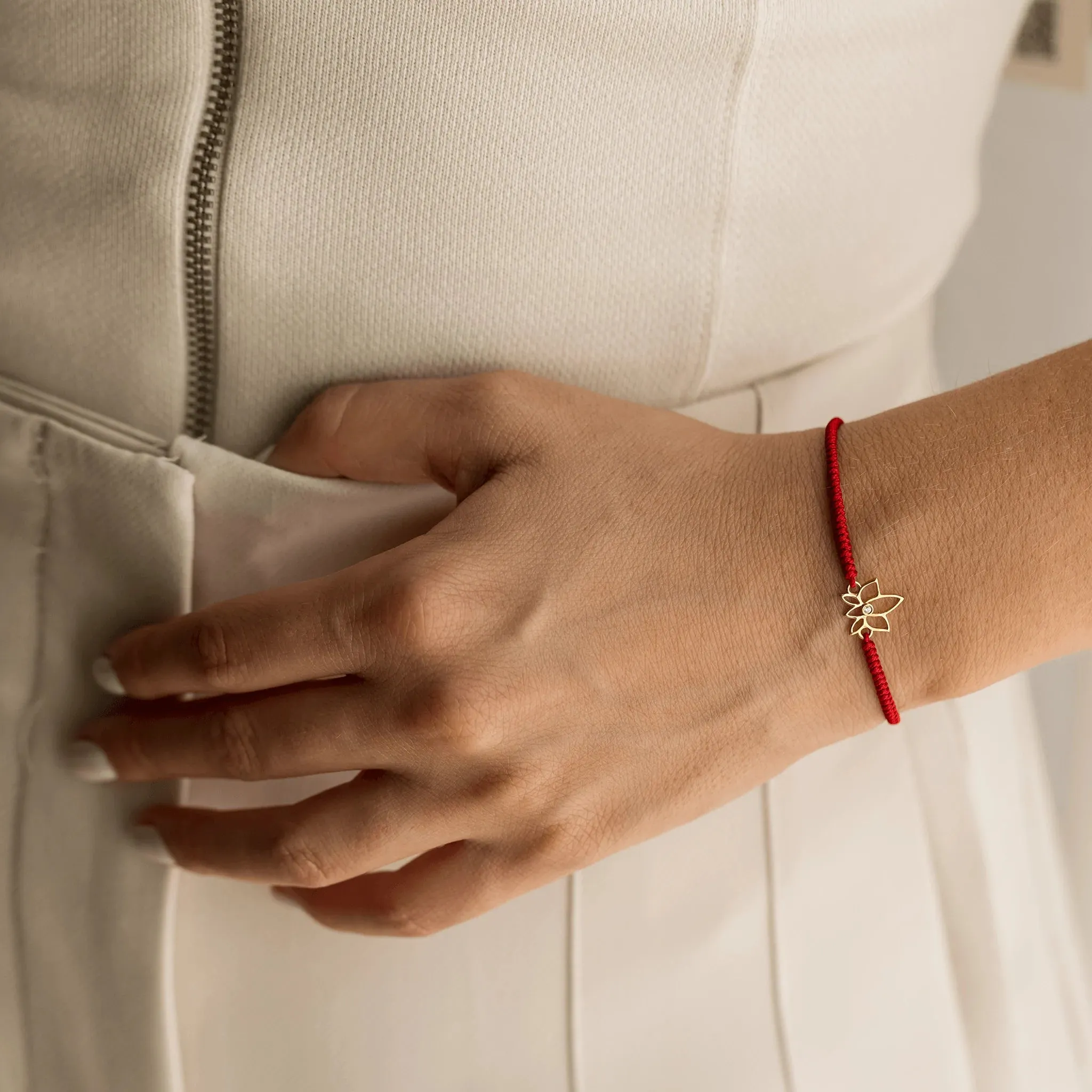 Lotus Flower [RED] - 14K White Gold
