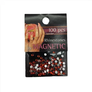 Magnetic Rhinestone Round Orange L 100 pcs
