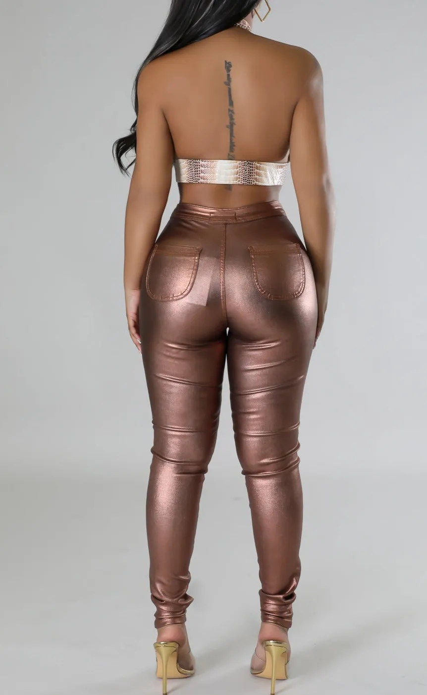 Metallic Mocha Pants