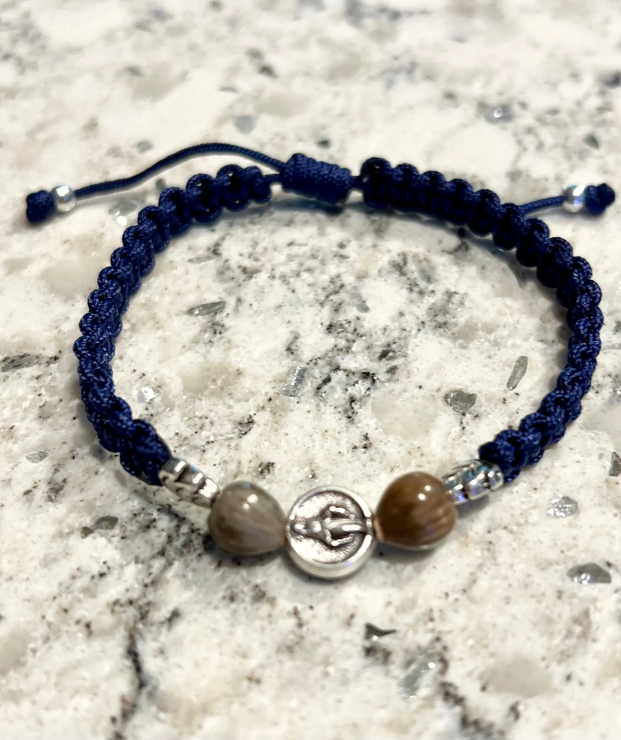 Miraculous Medal Dark Blue Cord Bracelet